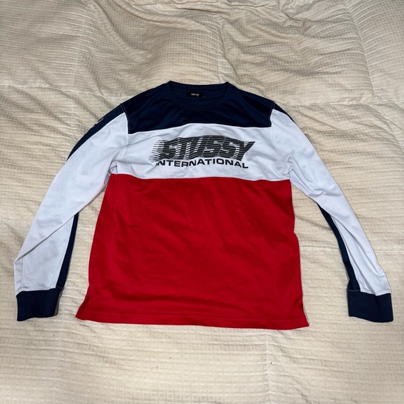 Stussy International Colorblock Long Sleeve Mesh Jersey BMX Skater Tee Size L - Picture 6 of 8